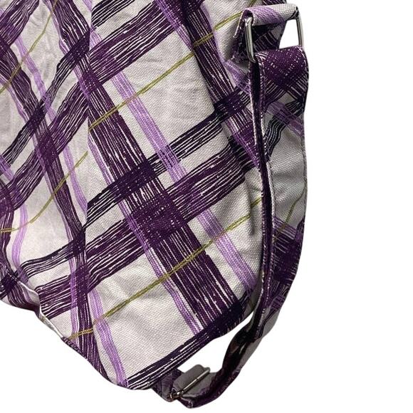 Thirty One Purple Plaid Retro Metro Canvas Handbag Adjustable Strap Tote Bag - Picture 4 of 7